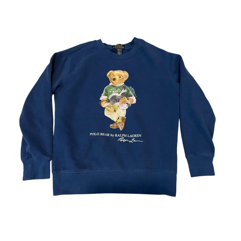 Ralph Lauren Polo Bear Boys Crew Neck School Bear Navy Size 8 History